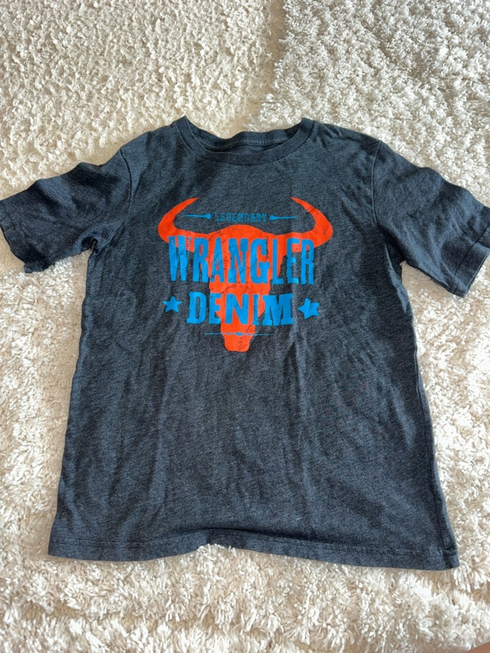 Wrangler Kids Charcoal Graphic Tee with Orange & Blue Print